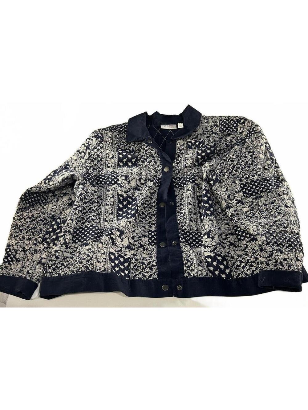 d & co. Denim + Company Patchwork Pattern Jacket XL